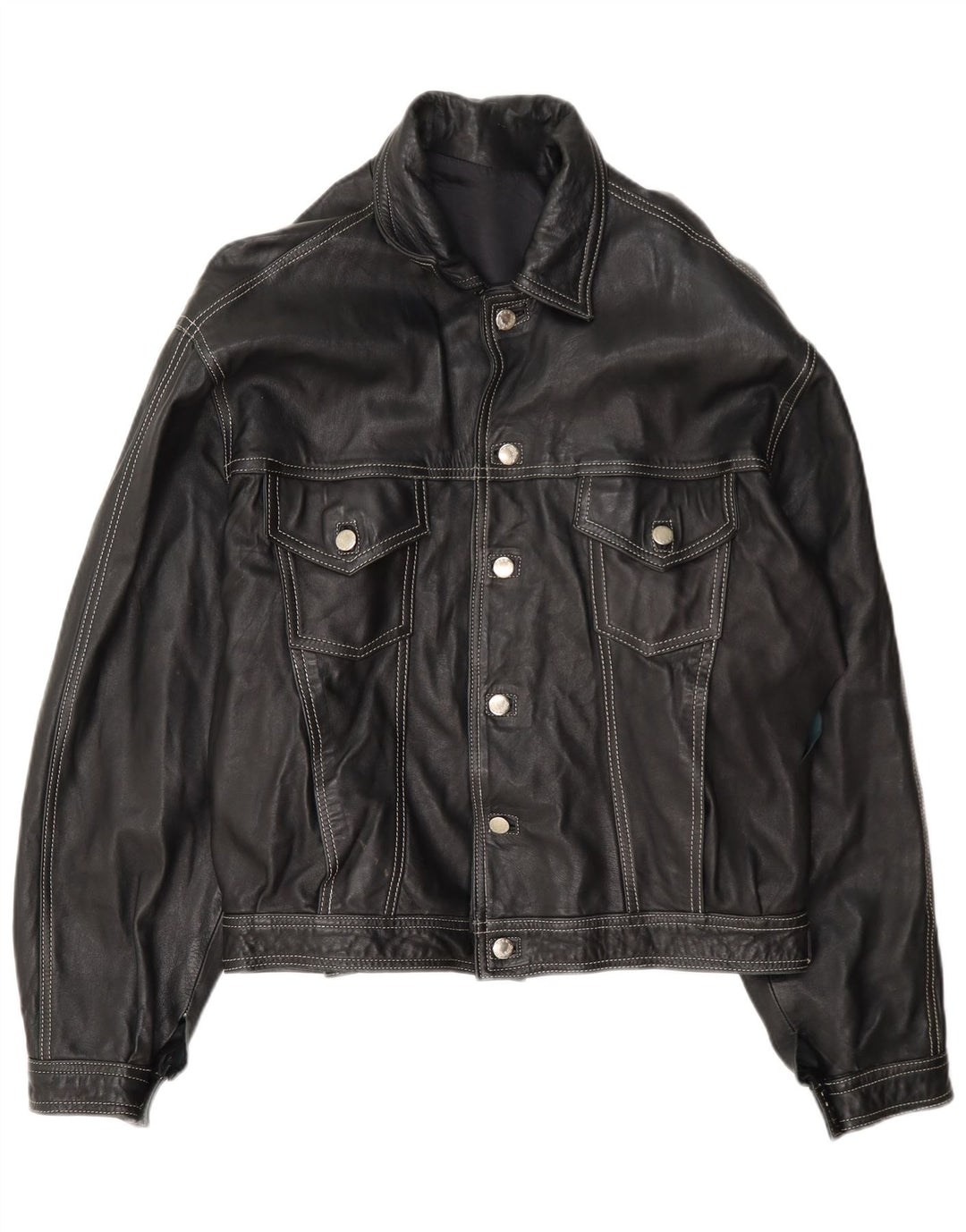 Vintage Mens Leather Jacket UK 40 Large Black