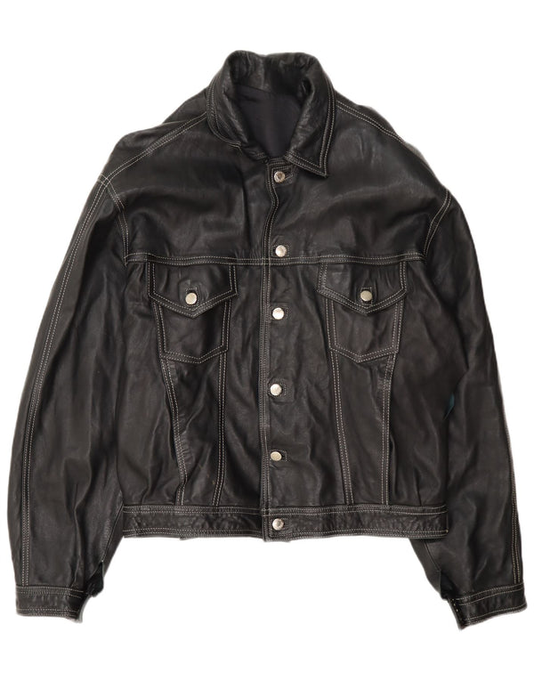 Vintage Mens Leather Jacket UK 40 Large Black