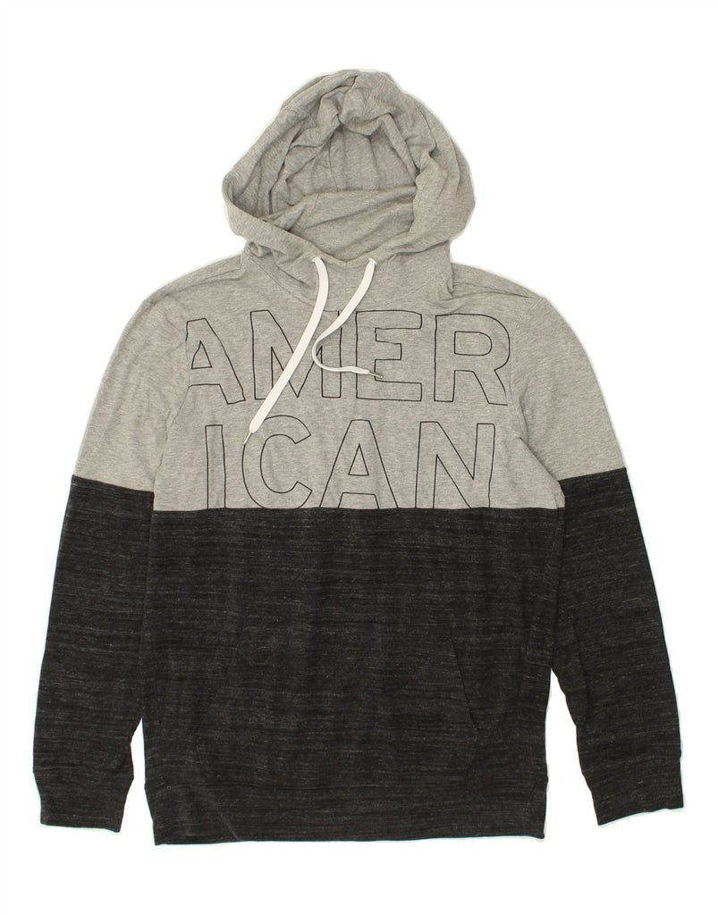 AMERICAN EAGLE Mens Flex Graphic Hoodie Jumper Small Grey Colourblock | Vintage American Eagle | Thrift | Second-Hand American Eagle | Used Clothing | Messina Hembry 