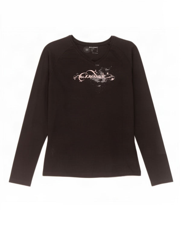 Mammut Womens Graphic Top Long Sleeve UK 16 Large Black Cotton