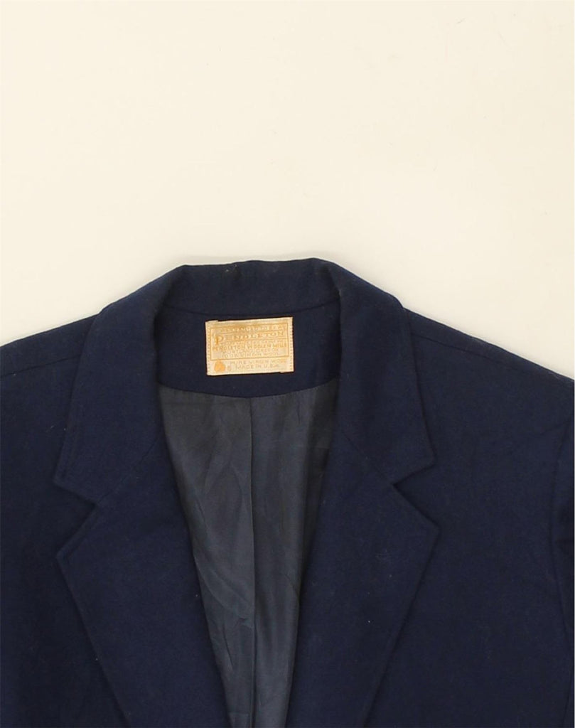 PENDLETON Womens 2 Button Blazer Jacket UK 14 Medium Navy Blue Virgin Wool | Vintage Pendleton | Thrift | Second-Hand Pendleton | Used Clothing | Messina Hembry 