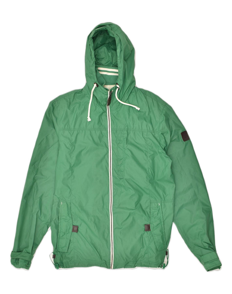 PULL & BEAR Mens Hooded Rain Jacket UK 40 Large Green Polyester | Vintage Pull & Bear | Thrift | Second-Hand Pull & Bear | Used Clothing | Messina Hembry 