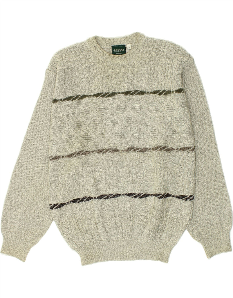 CANDA Mens Crew Neck Jumper Sweater Medium Grey Striped Wool Vintage Canda and Second-Hand Canda from Messina Hembry 