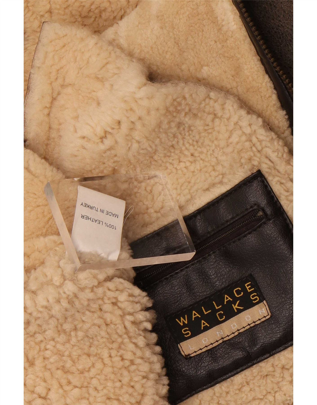 Wallace Sacks Mens Shearling Jacket UK 40 Large Grey Leather