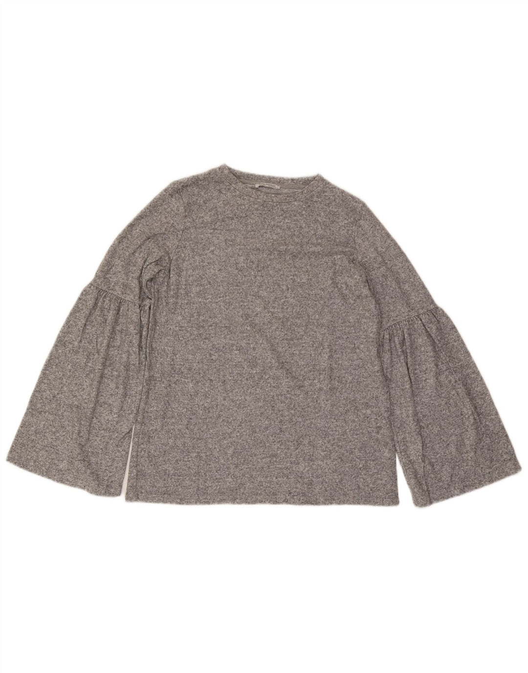 Zara Womens Trafaluc Long Sleeve Blouse Top UK 14 Medium Grey Flecked