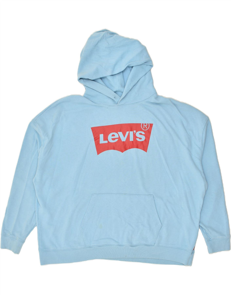 LEVI'S Womens Oversized Graphic Hoodie Jumper UK 20 2XL Blue Cotton | Vintage Levi's | Thrift | Second-Hand Levi's | Used Clothing | Messina Hembry 