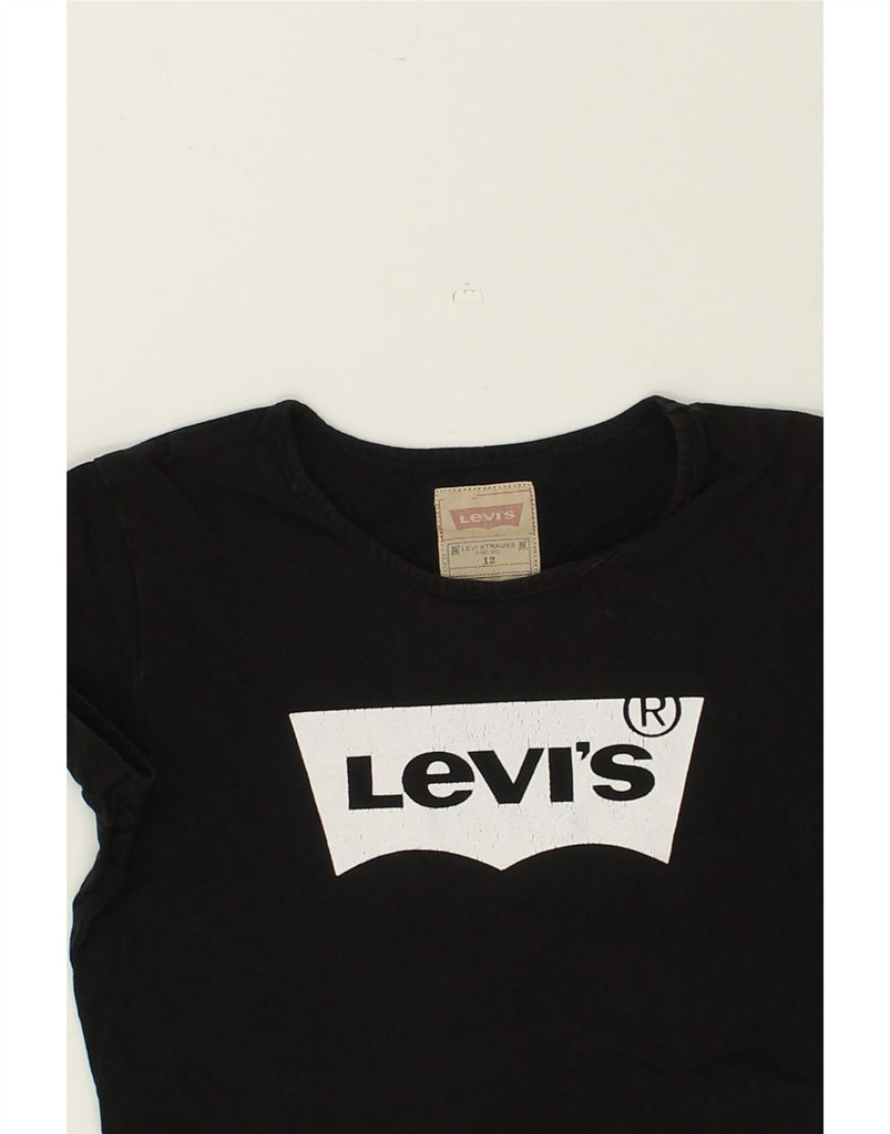 LEVI'S Girls Graphic T-Shirt Top 11-12 Years Black Cotton | Vintage Levi's | Thrift | Second-Hand Levi's | Used Clothing | Messina Hembry 