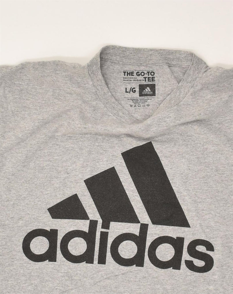 ADIDAS Womens Graphic T-Shirt Top UK 16 Large Grey Cotton | Vintage Adidas | Thrift | Second-Hand Adidas | Used Clothing | Messina Hembry 