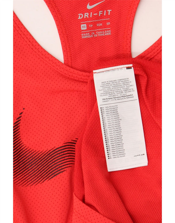 Nike Womens Dri Fit Graphic Vest Top UK 6 XS Red Polyester