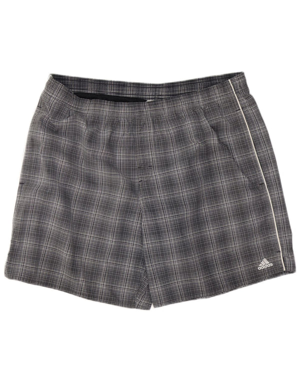ADIDAS Mens Swimming Shorts Large Grey Check Polyester