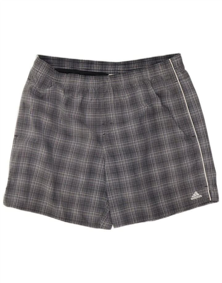 ADIDAS Mens Swimming Shorts Large Grey Check Polyester