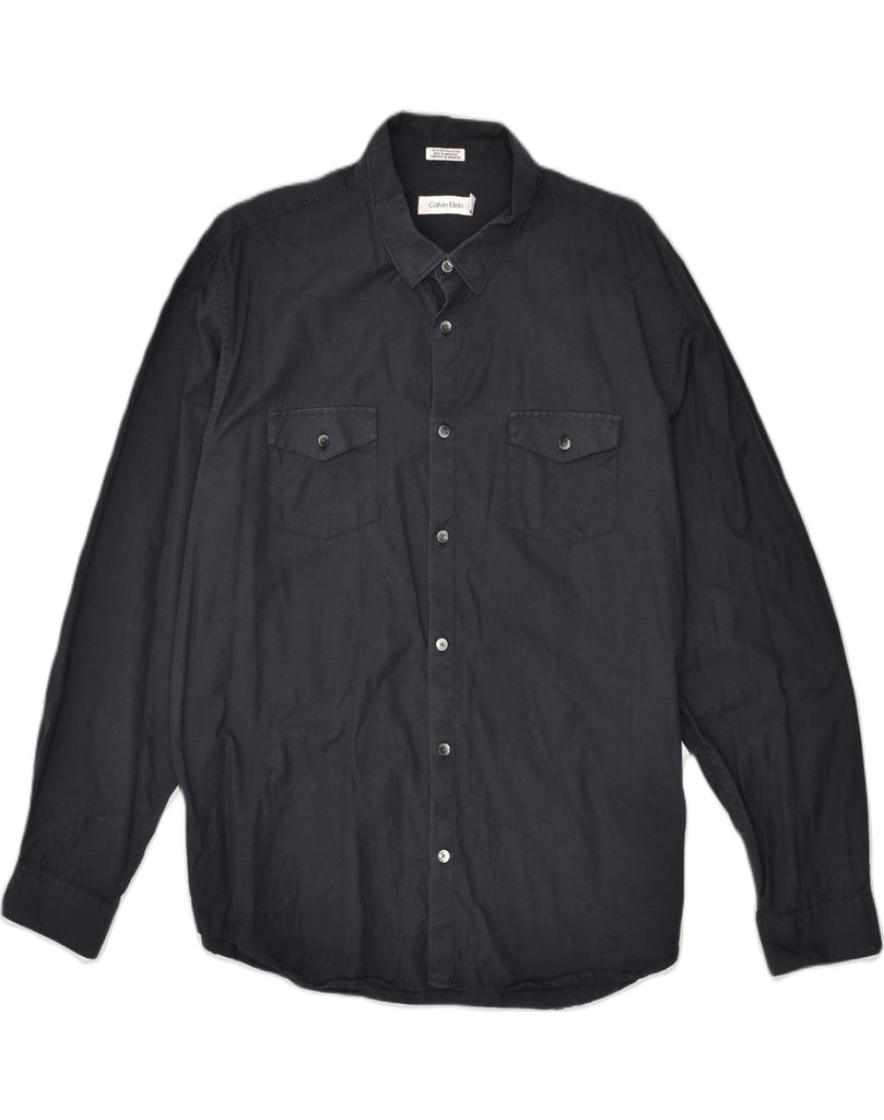 CALVIN KLEIN Mens Shirt XL Black Cotton | Vintage Calvin Klein | Thrift | Second-Hand Calvin Klein | Used Clothing | Messina Hembry 