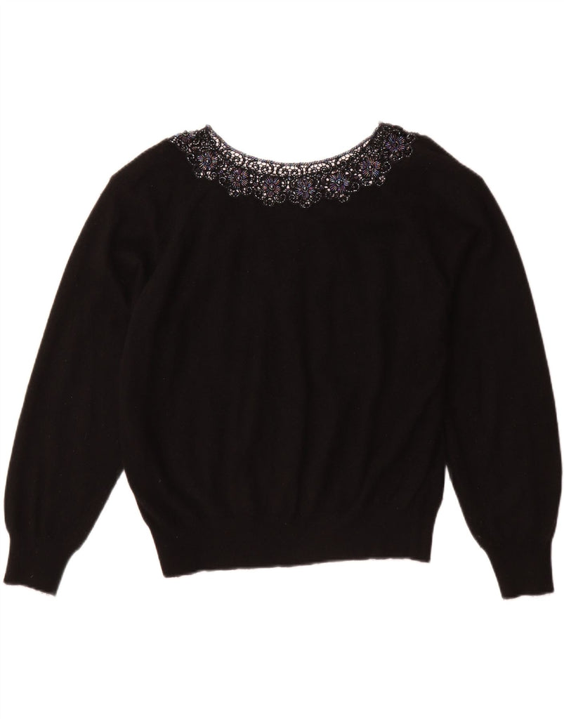 LUISA SPAGNOLI Womens Boat Neck Jumper Sweater UK 16/18 Large Black Vintage Luisa Spagnoli and Second-Hand Luisa Spagnoli from Messina Hembry 