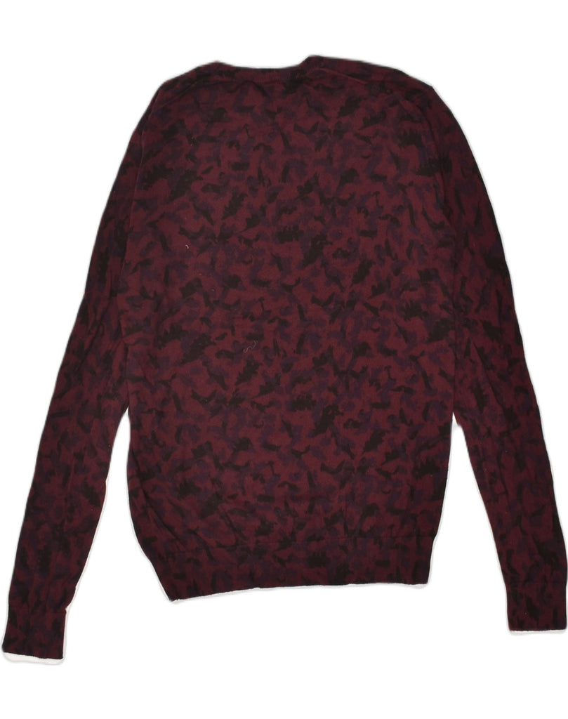 REISS Womens Crazy Pattern Crew Neck Jumper Sweater UK 10 Small Maroon | Vintage Reiss | Thrift | Second-Hand Reiss | Used Clothing | Messina Hembry 