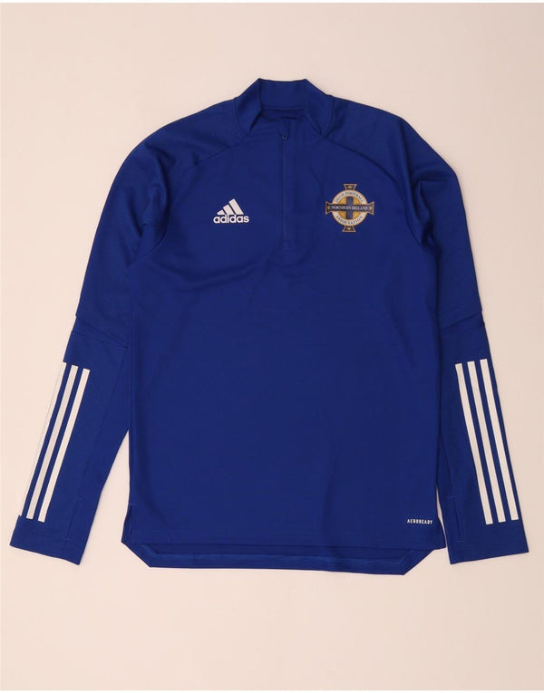 Adidas Mens Irish Football Zip Neck Pullover Tracksuit Top Small Blue