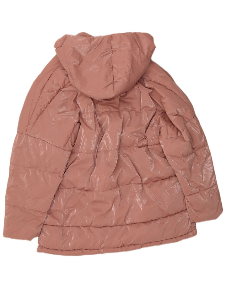 Zara Womens Oversized Hooded Padded Jacket UK 14 Medium Pink Polyamide