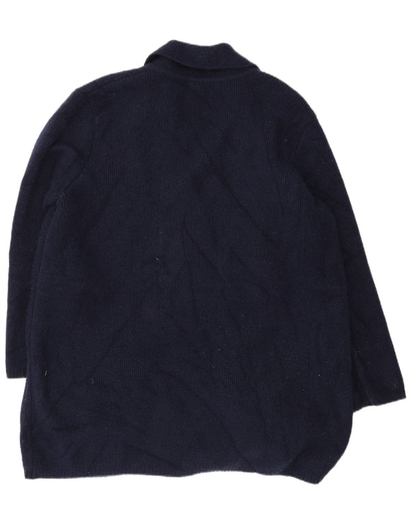 Marks & Spencer Womens Longline Cardigan Sweater UK 16 Large Navy Blue
