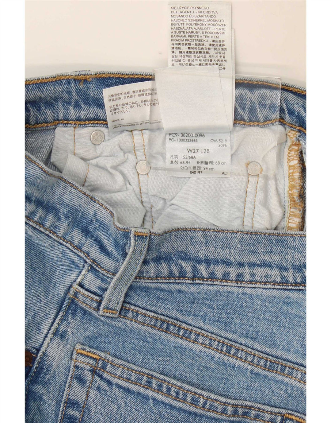Levi's Womens 501 Straight Jeans W27 L28 Blue Cotton
