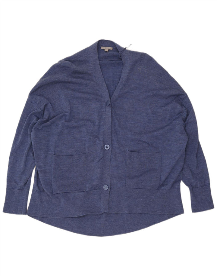 Cos Womens Longline Oversized Cardigan Sweater UK 14 Medium Blue Wool