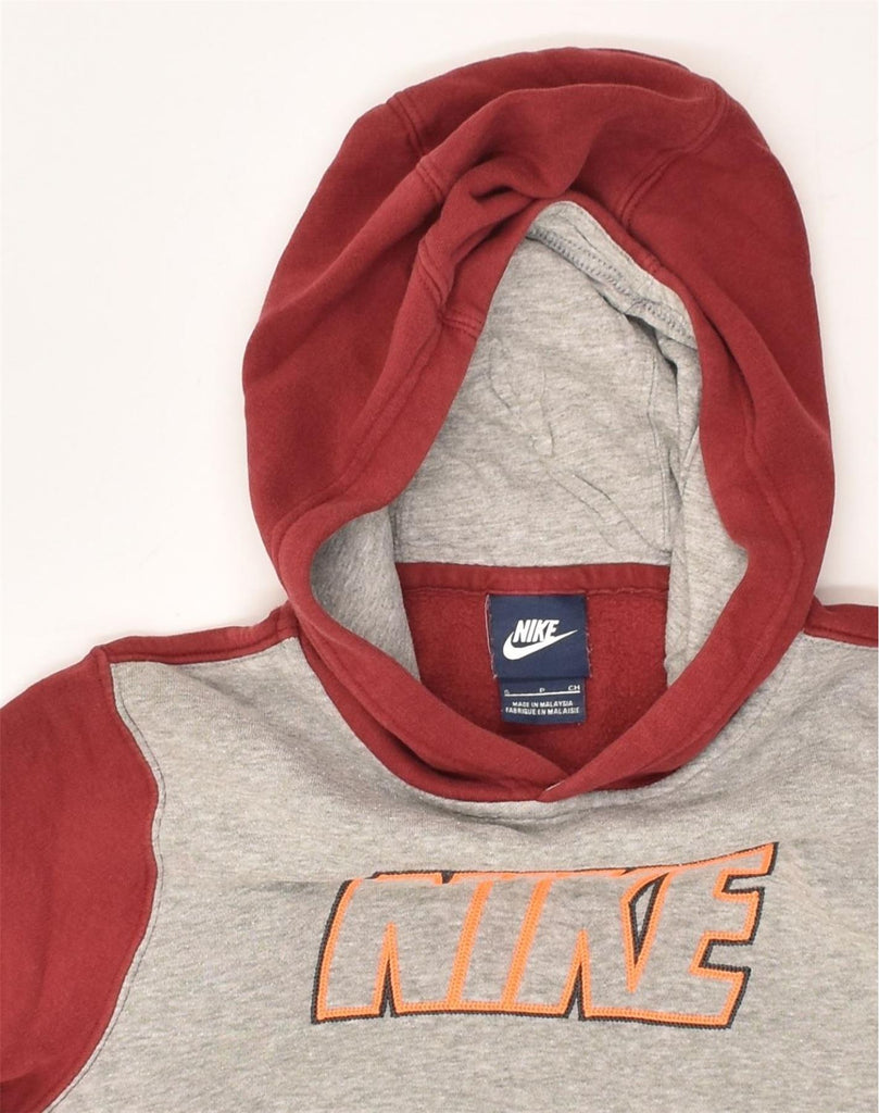 NIKE Womens Graphic Hoodie Jumper UK 8 Small Red Colourblock Cotton | Vintage Nike | Thrift | Second-Hand Nike | Used Clothing | Messina Hembry 