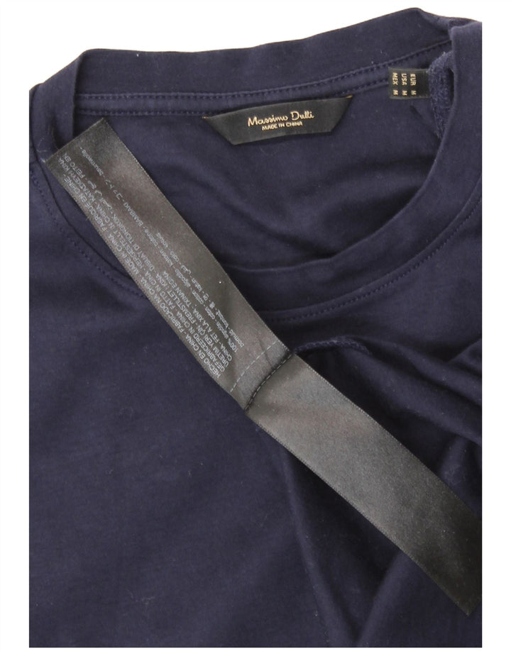 Massimo Dutti Mens T-Shirt Top Medium Navy Blue Cotton