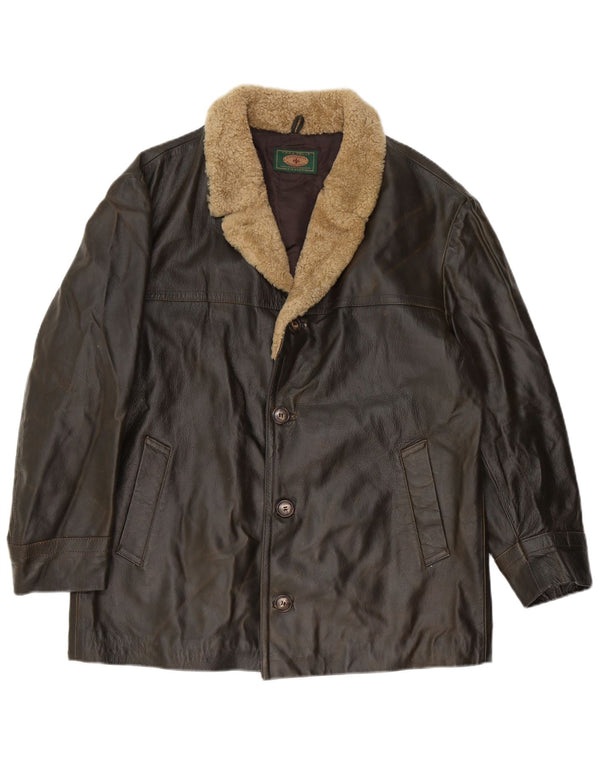 LAVORAZIONE ARTIGIANALE Mens Leather Jacket UK 40 Large Brown Leather