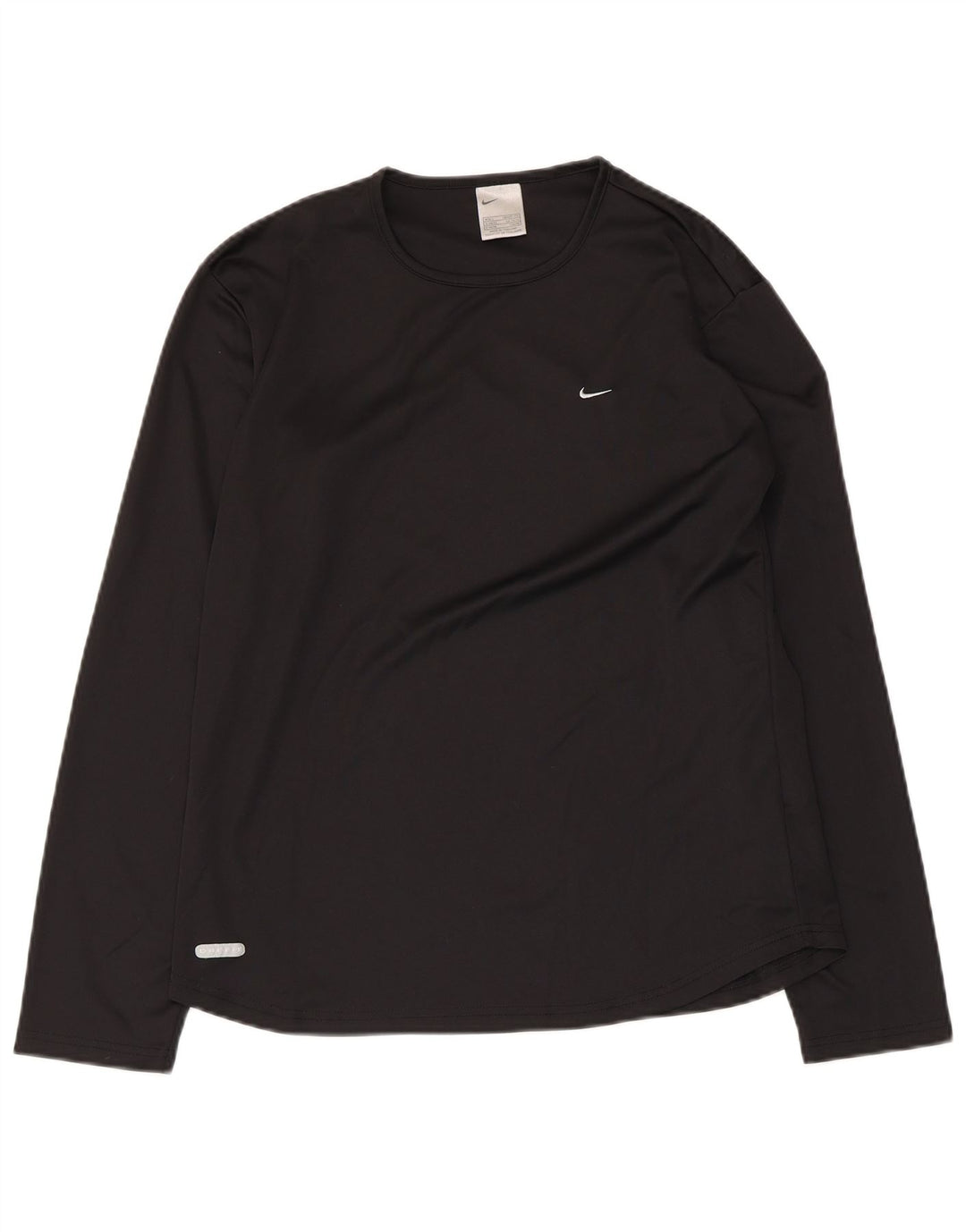 Nike Womens Dri Fit Top Long Sleeve UK 14/16 Large Black Polyester