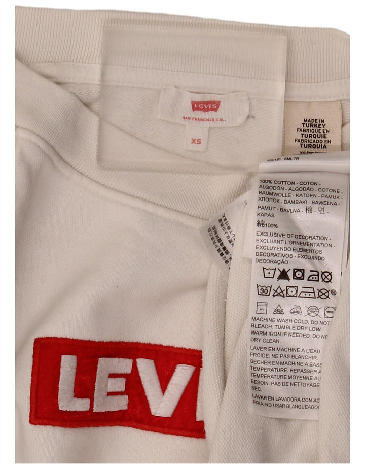 Levi's Womens Graphic Oversized Sweatshirt Jumper UK 6 XS White Cotton
