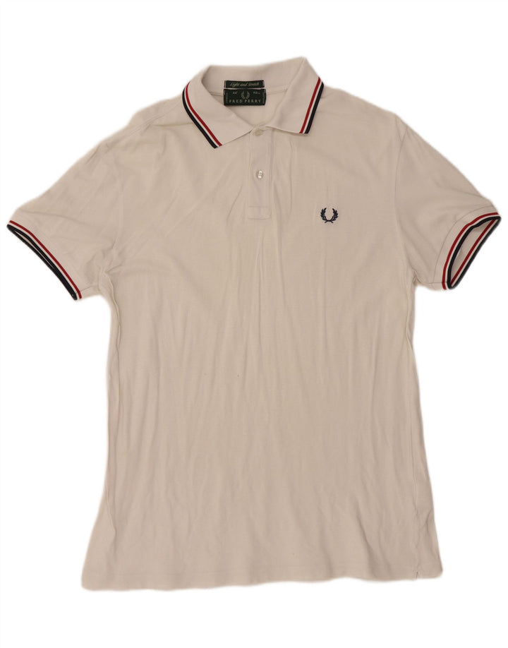 FRED PERRY Mens Polo Shirt Medium White Cotton