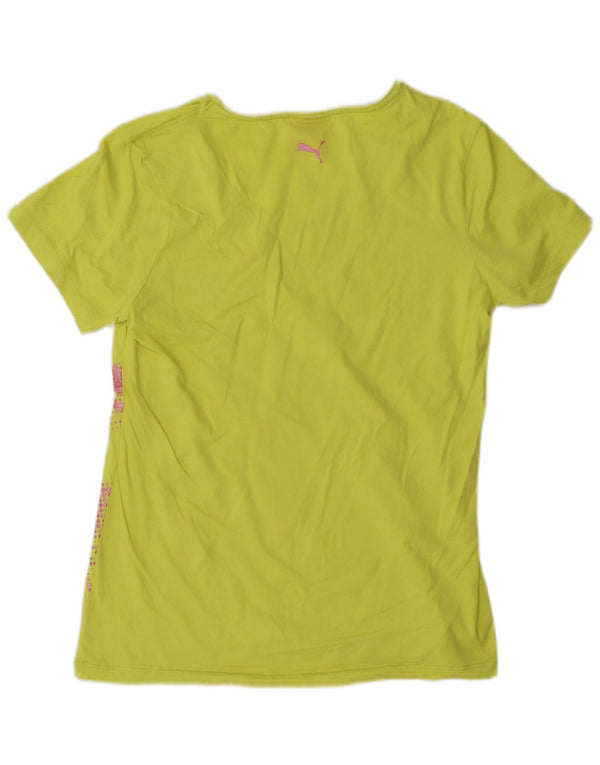Puma Womens Graphic T-Shirt Top UK 16 Large Yellow