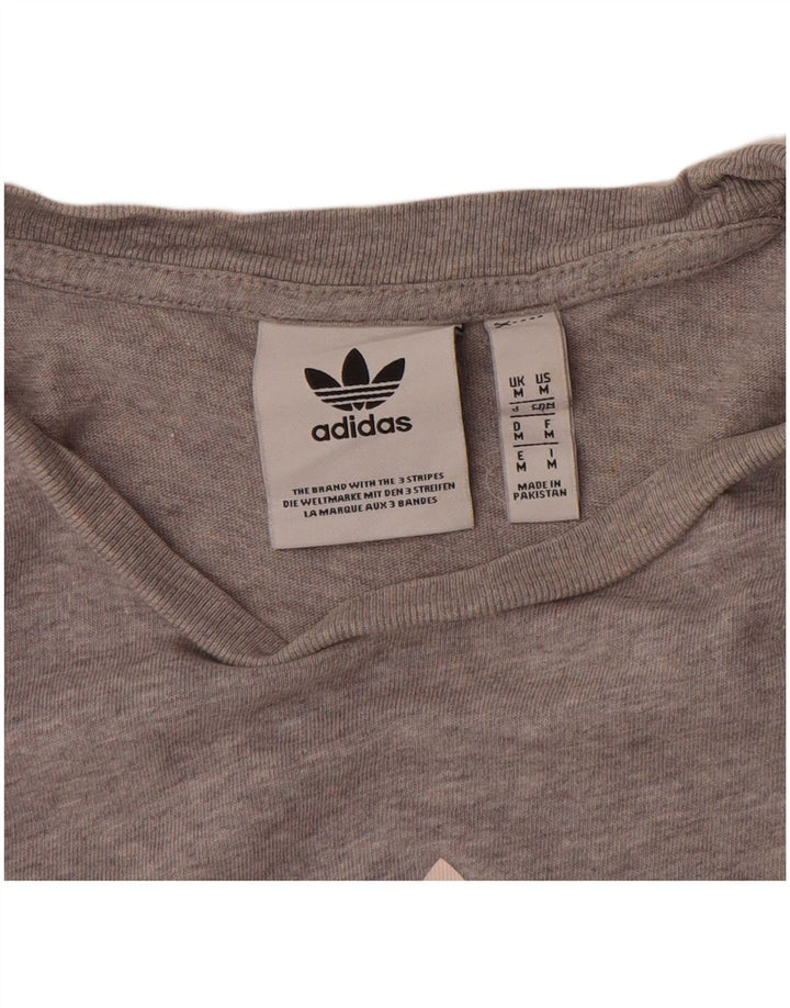 ADIDAS Mens Graphic T-Shirt Top Medium Grey Cotton