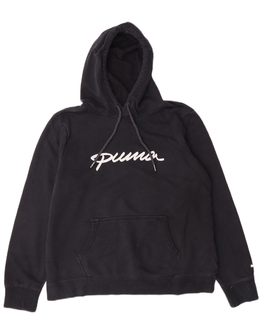 Puma Womens Graphic Hoodie Jumper UK 16 Large Black Cotton