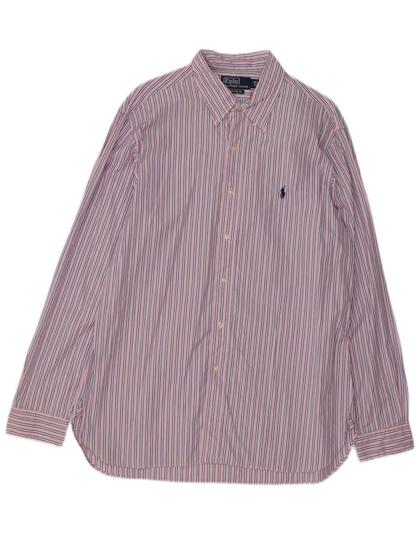 POLO RALPH LAUREN Mens Custom Fit Shirt Size 42 16 1/2 Large Pink Striped