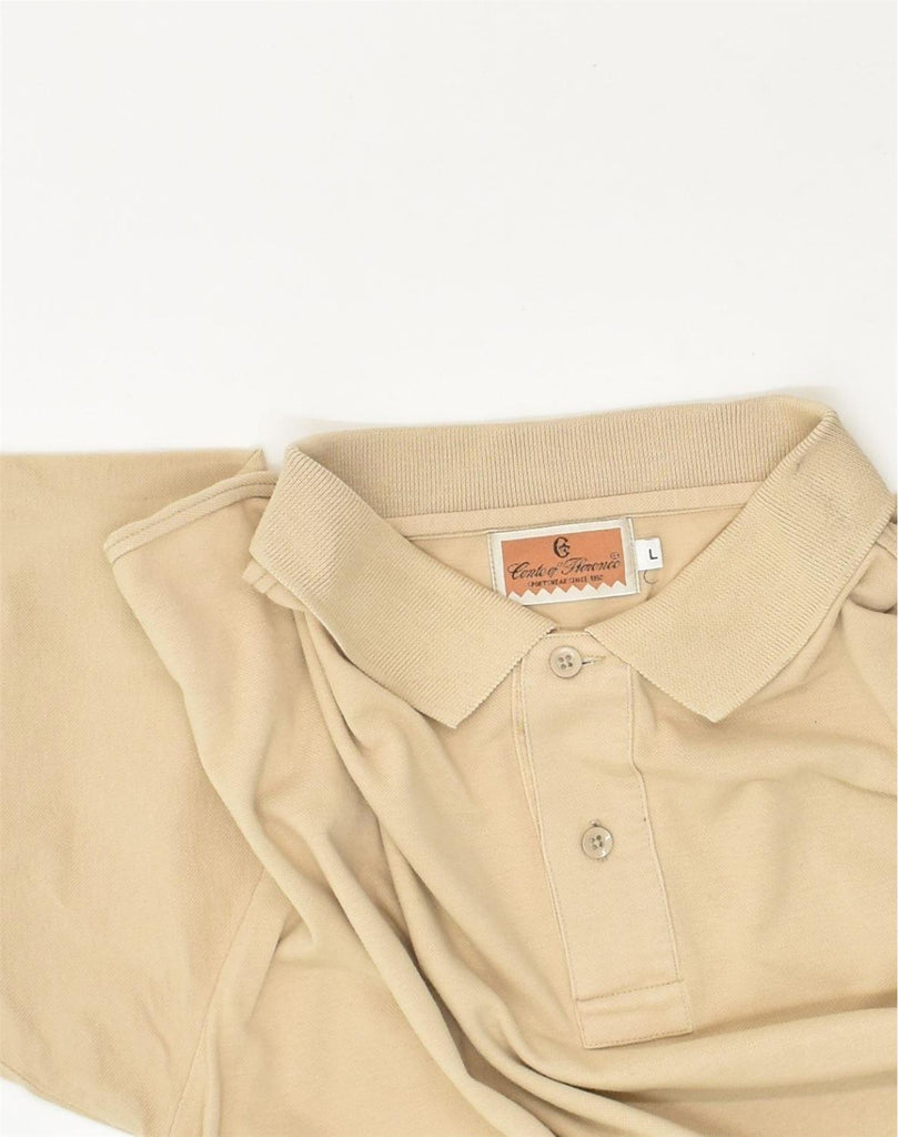 CONTE OF FLORENCE Mens Polo Shirt Large Beige Cotton | Vintage Conte of Florence | Thrift | Second-Hand Conte of Florence | Used Clothing | Messina Hembry 