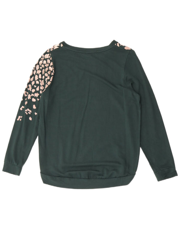 Oasis Womens Oversized Sweatshirt Jumper UK 10 Small Green Animal Print