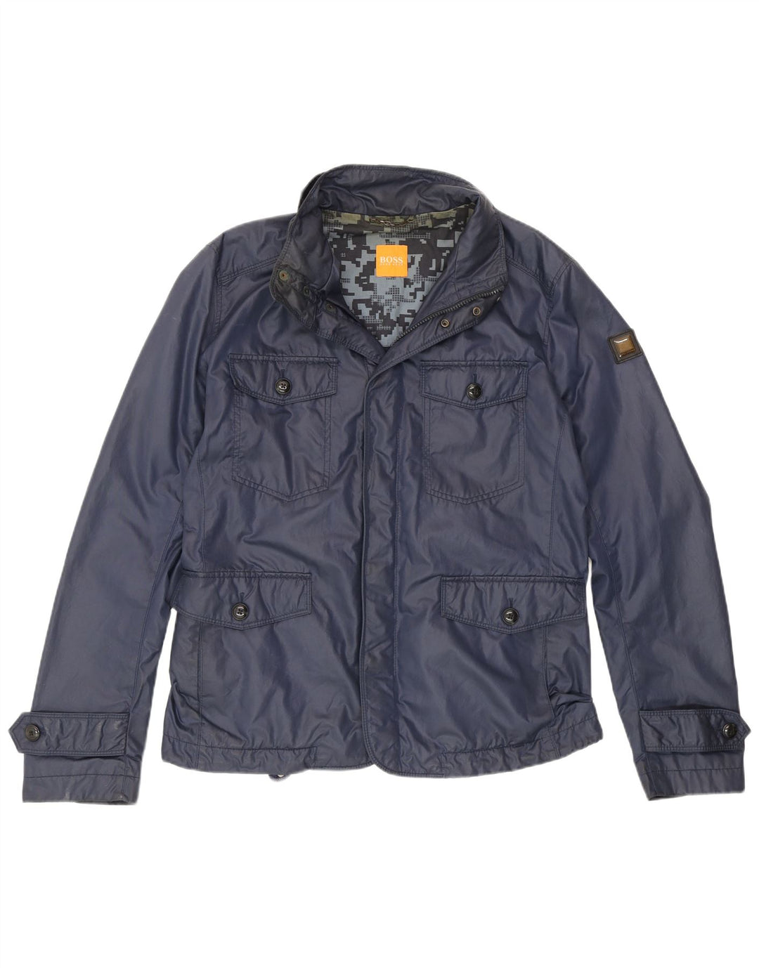 Hugo Boss Mens Utility Jacket EU 50 Large Navy Blue Cotton