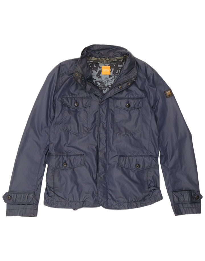 Hugo Boss Mens Utility Jacket EU 50 Large Navy Blue Cotton