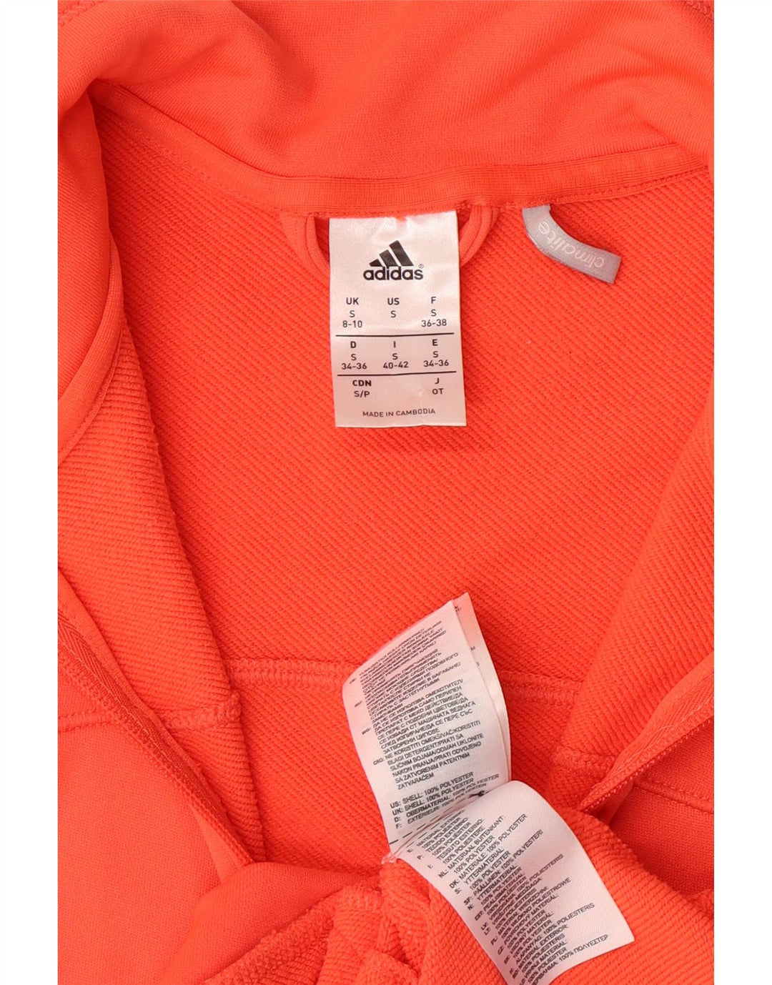 ADIDAS Womens Climalite Tracksuit Top Jacket UK 8/10 Small Orange