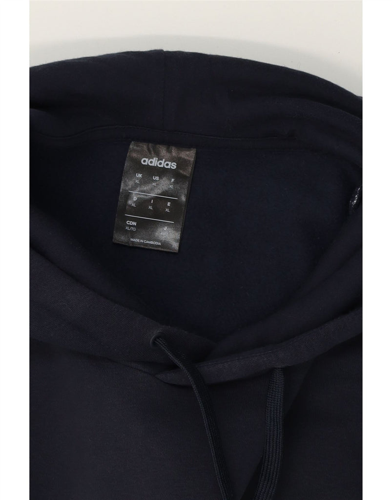 ADIDAS Mens Graphic Hoodie Jumper XL Navy Blue Cotton Vintage Adidas and Second-Hand Adidas from Messina Hembry 