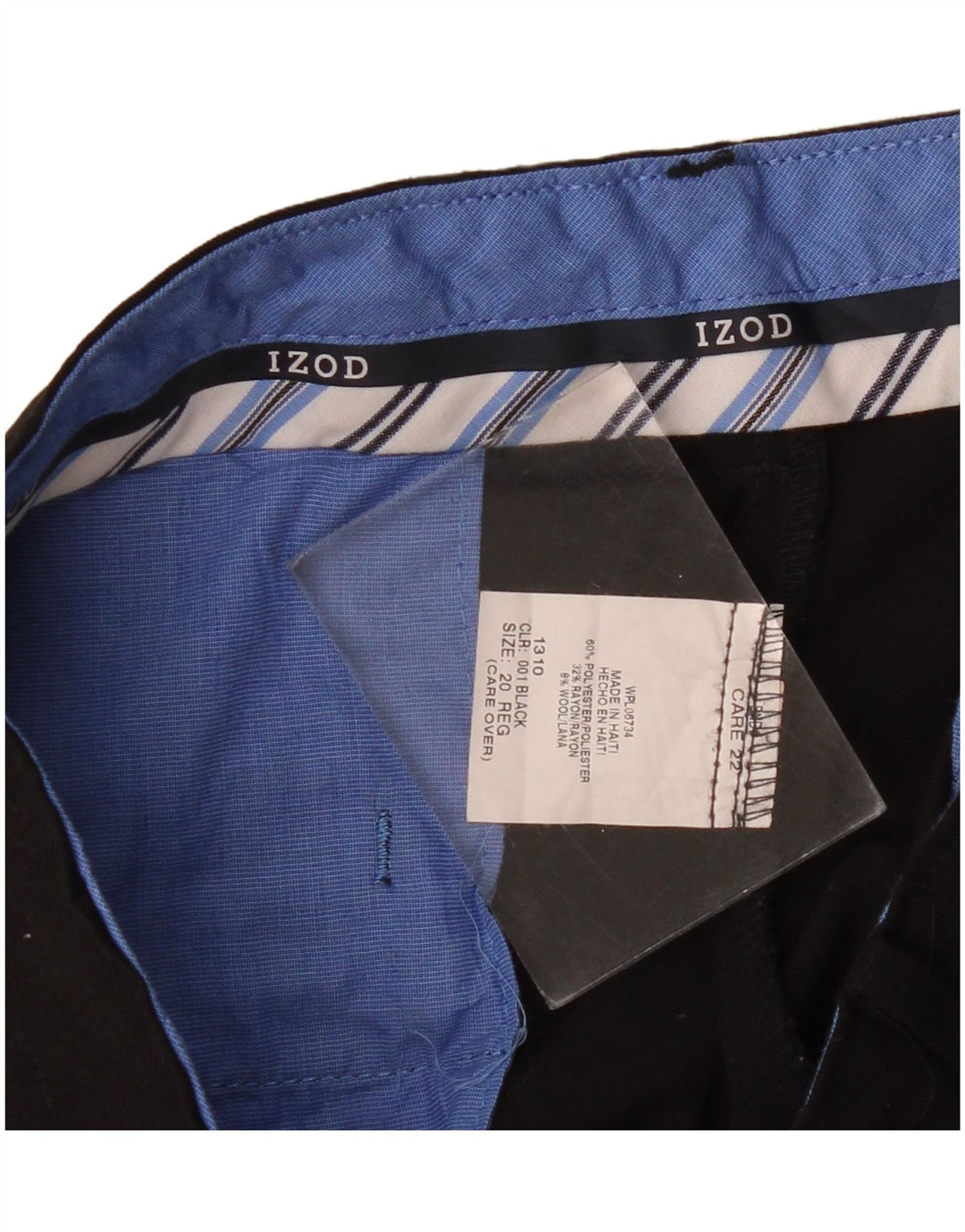 Izod Boys Straight Chino Trousers 15-16 Years W30 L30 Black Polyester