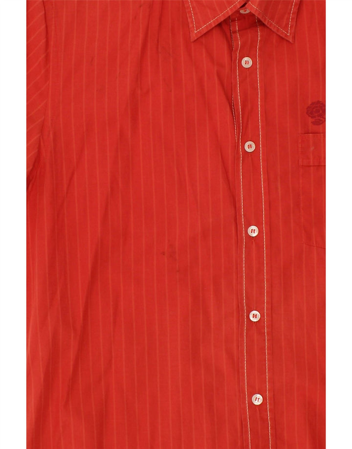 GAS Mens Short Sleeve Shirt Large Red Pinstripe Cotton Vintage Gas and Second-Hand Gas from Messina Hembry 