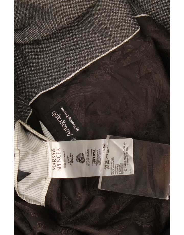 Marks & Spencer Mens Autograph 2 Button Blazer Jacket UK 46 XL Grey Wool