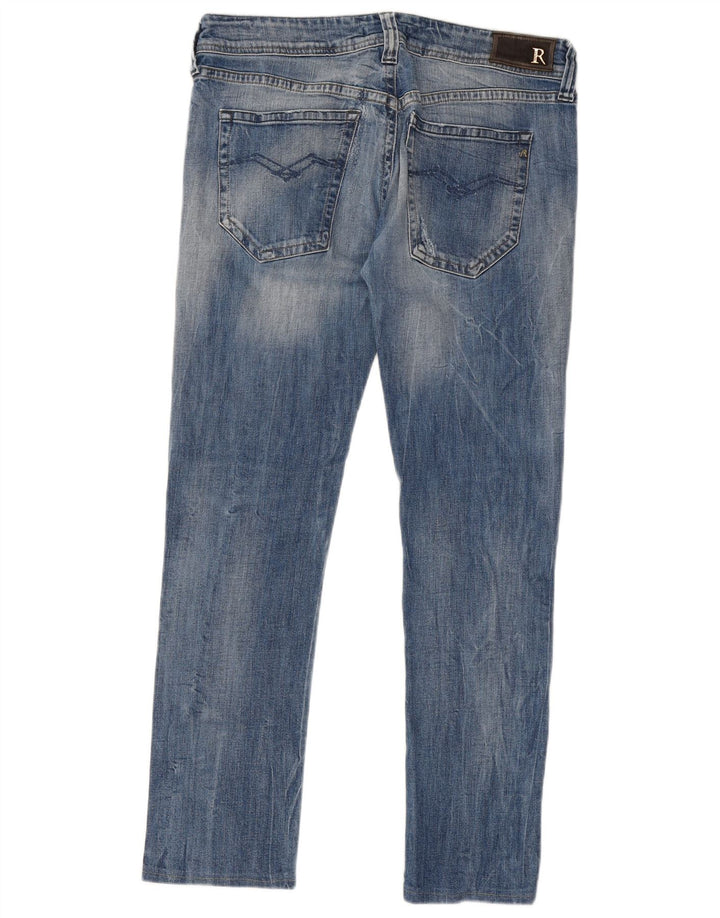 REPLAY Womens Distressed Slim Jeans W32 L29 Blue