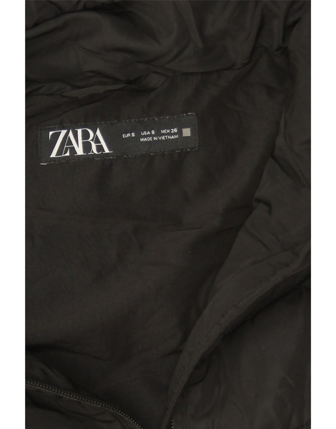 Zara Womens Hooded Padded Jacket UK 10 Small Black Polyester