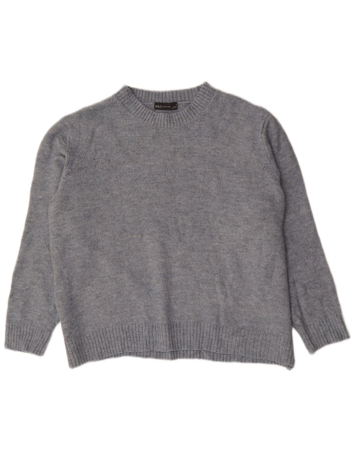 Marks & Spencer Womens Oversized Crew Neck Jumper Sweater UK 14 Medium Blue