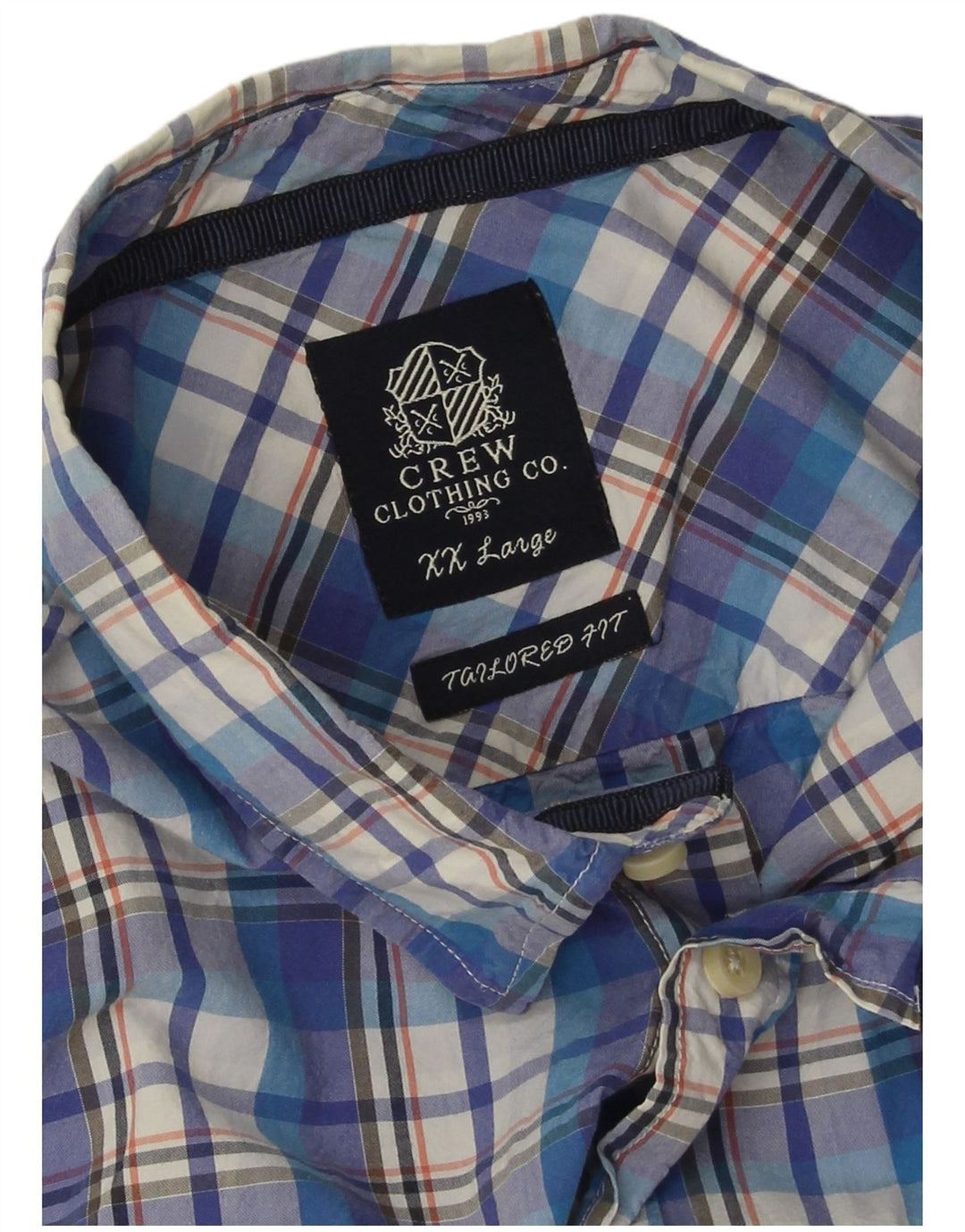 Crew Clothing Mens Tailored Fit Shirt 2XL Blue Check Cotton