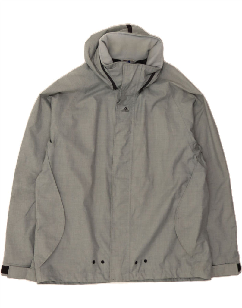 ADIDAS Mens Hooded Rain Jacket UK 40 Large Grey Polyamide Vintage Adidas and Second-Hand Adidas from Messina Hembry 