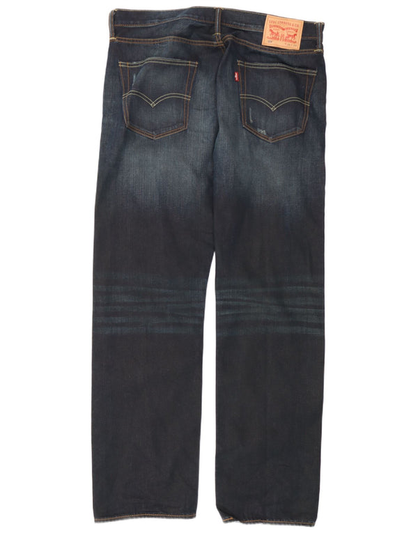 Levi's Mens 504 Distressed Straight Jeans W36 L34 Navy Blue Cotton
