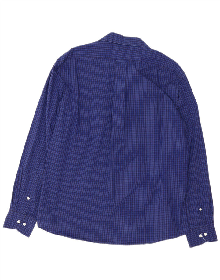 IZOD Mens Slim Fit Shirt Size 16 1/2 Large Blue Check Cotton