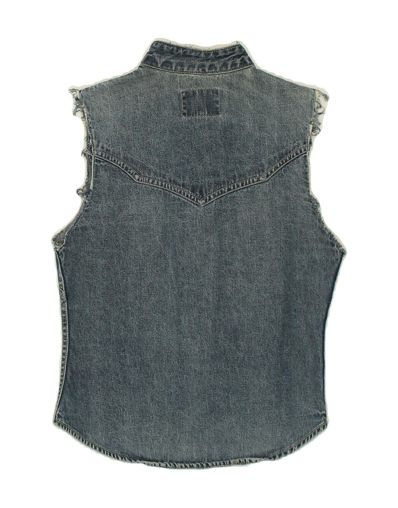 VINTAGE Womens Denim Gilet UK 10 Small Blue Vintage Vintage and Second-Hand Vintage from Messina Hembry 